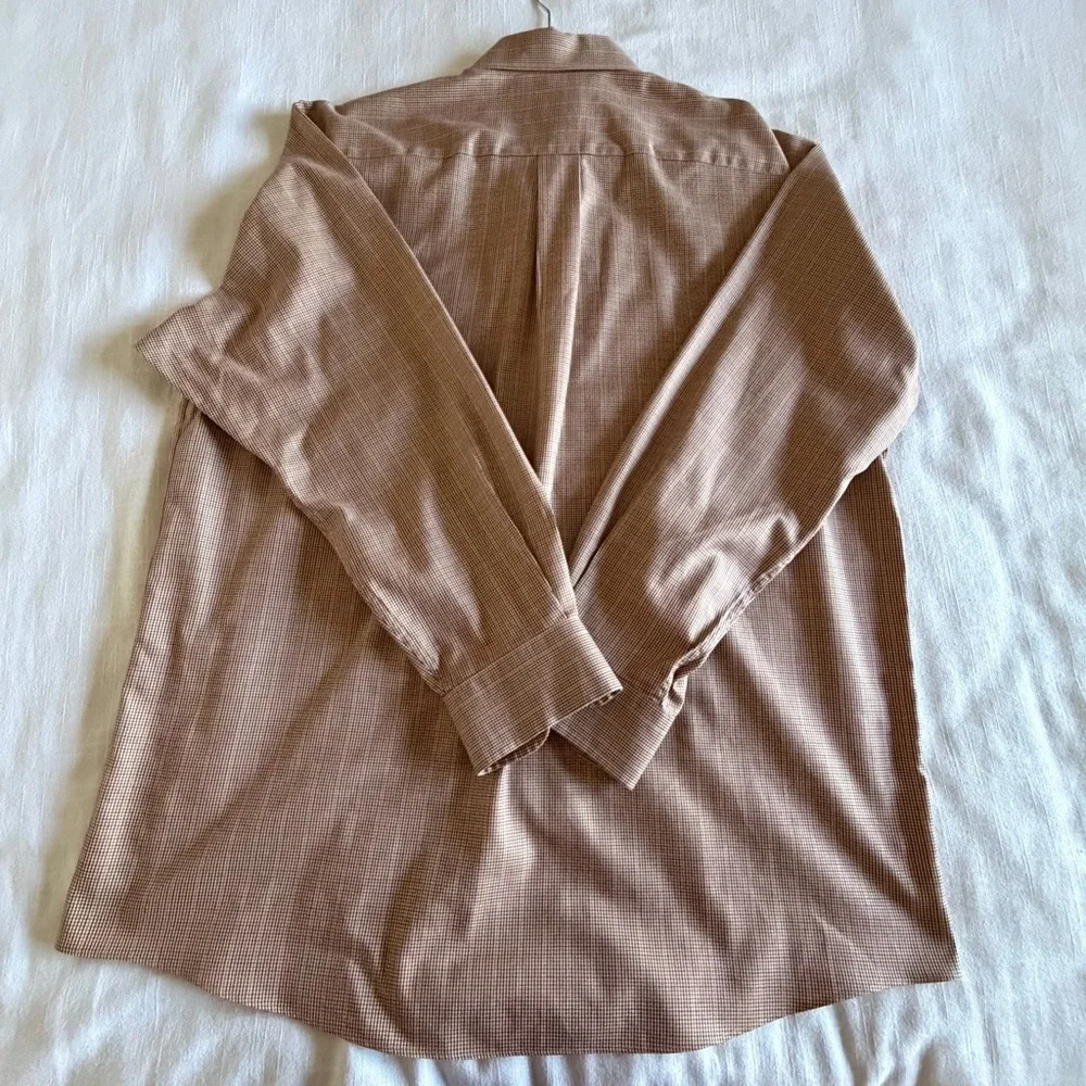 Jos. A. Bank Shirt Mens L Brown Check Traveler's Collection Cotton Casual Office - Picture 2 of 8